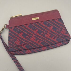 Travelon Red and Navy Geometric Print Wristlet Pouch
